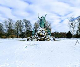 washington park statue in winter
