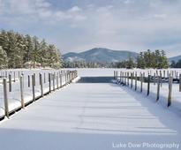 snowy docks on lake george