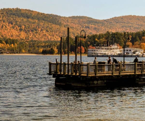 lake george docks in fall