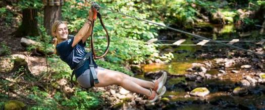 woman ziplining