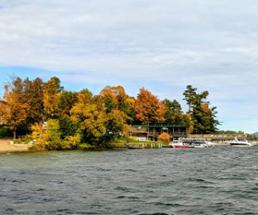 fall foliage by lake george