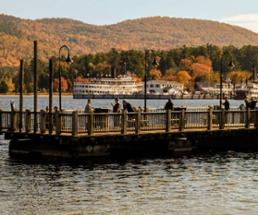 lake george docks in fall