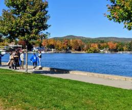 lake george waterfront in fall
