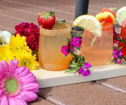 wine cocktails with spring flowers