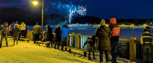 people watching lake george winter carnival fireworks