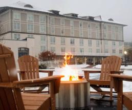fire pit in front of hotel