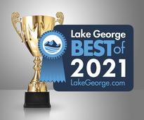 trophy with 2021 best of lake george badge