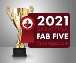 trophy with 2021 fab five badge