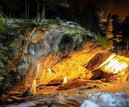 cave at natural stone bridge and caves in winter