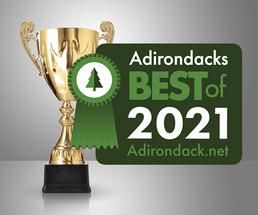 trophy with 2021 best of the adirondacks badge