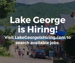 lake george with text that says lake george is hiring