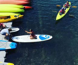 people paddleboard and kayaking