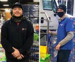 split image with two beverage distribution employees