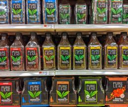 Pure Leaf Tea products on shelves in store