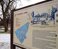 congress park sign in winter