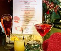 dinner menu and cocktails for Valentine's Day
