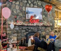 restaurant decorated for Valentine's Day