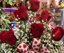 red roses in a store