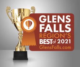 trophy with 2021 glens falls region's best badge