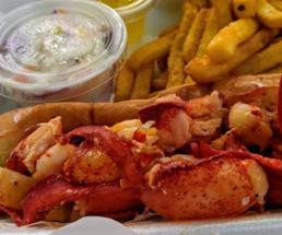 closeup of lobster roll
