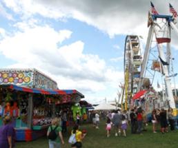 amusement rides and games at a fair