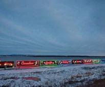 holiday train decorated with lights
