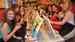 group of people at a paint and sip