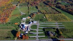 aerial view of Ellms Family Farm in the fall