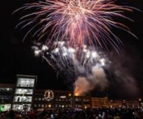 fireworks above a city