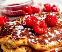 pancakes and raspberries