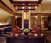 hyatt hotel lobby with artsy bowl of gree napples