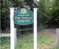 Jim Tedisco Old Iron Spring Fitness Trail Sign located at trailhead 