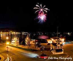 Fireworks going off in the Village of Lake George 