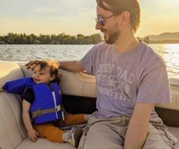 dad and daughter on boat