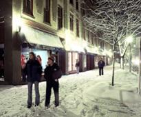 people walking in snow in saratoga springs