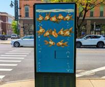 goldfish painted on electric box