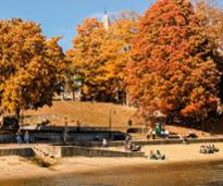 lake george beach in fall