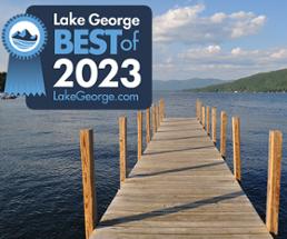 dock on lake george with 2023 best of badge