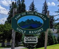 top of the world golf course sign