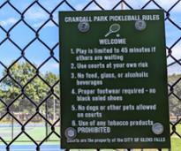 pickleball sign in front of court at crandall park in glens falls