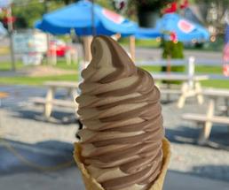 chocolate vanilla twist in a cone