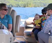 family on a boat