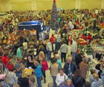 people inside a holiday craft marketplace