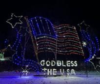 gold bless the usa light display with flag