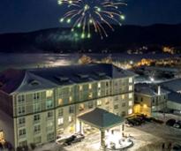 fireworks in winter over fort william henry hotel