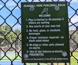 pickleball sign at crandall park