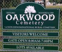 oakwood cemetery sign