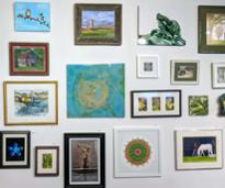 paintings and art on wall