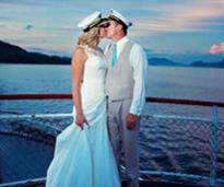 bride and grom kissing