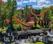 roller coaster and people at great escape